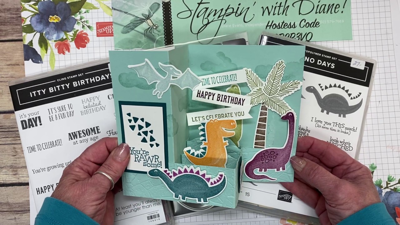 Pop-Up Z Fold Box Card  Tutorial Using Dino Days
