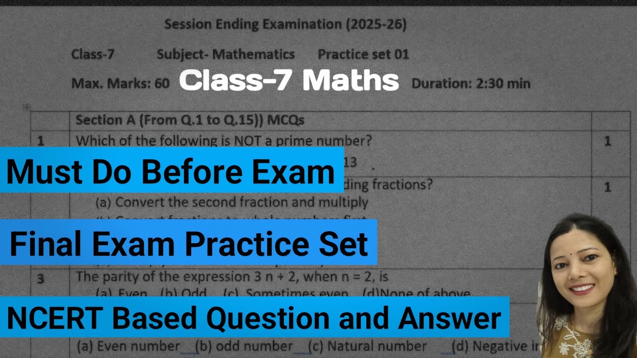Class-7 Maths Final Exams Practice Set | Maths Final Paper Class-7 | NCERT New Book Maths |