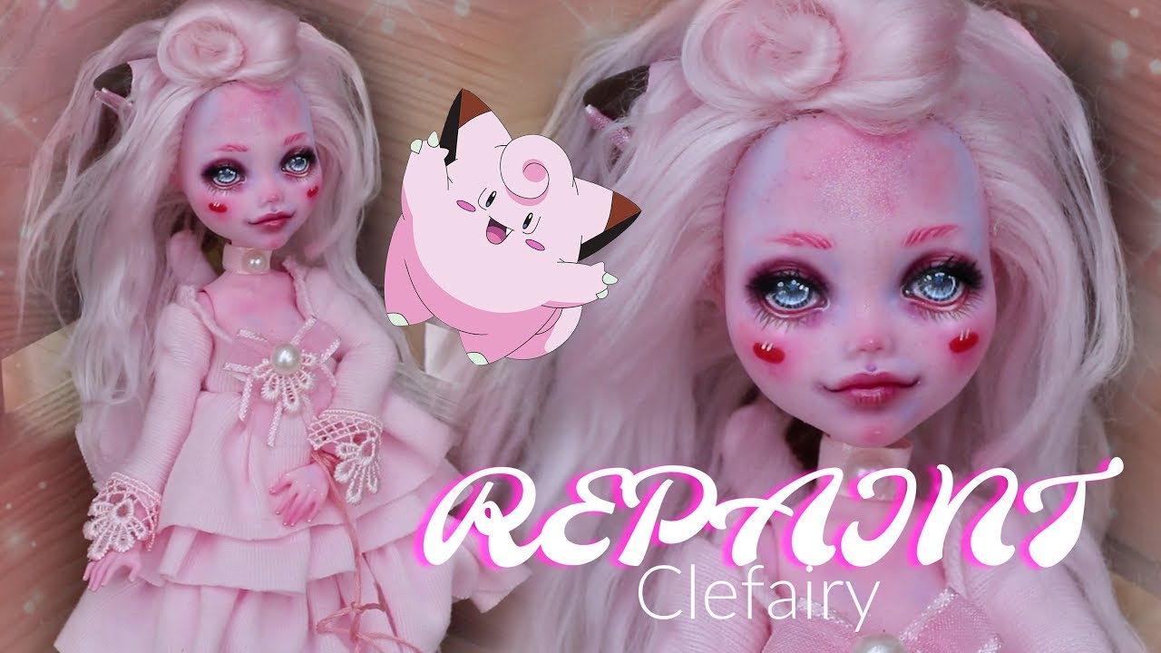 ПЕРЕКРАШИВАЙ! Кукла Clefairy Pokemon Custom OOAK Draculaura Monster High Tutorial • JackyOhhh