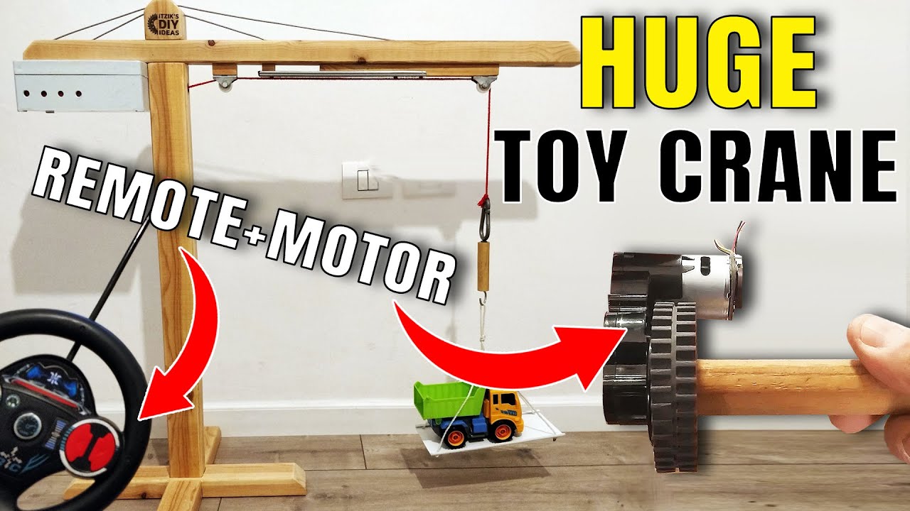 Huge Toy Crane (Part#2 Electronics & Tests) with Motor + Remote Control | XDIY