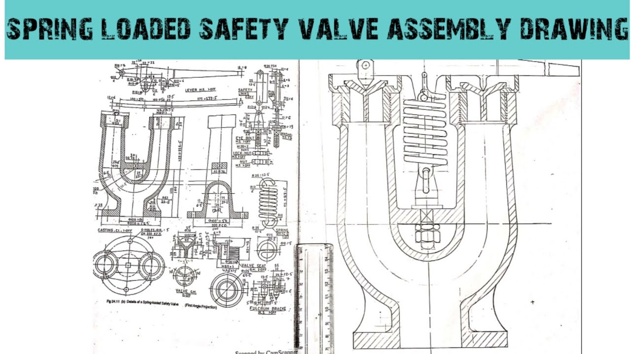 Spring loaded safety valve assembly drawing |Engineering and poetry|