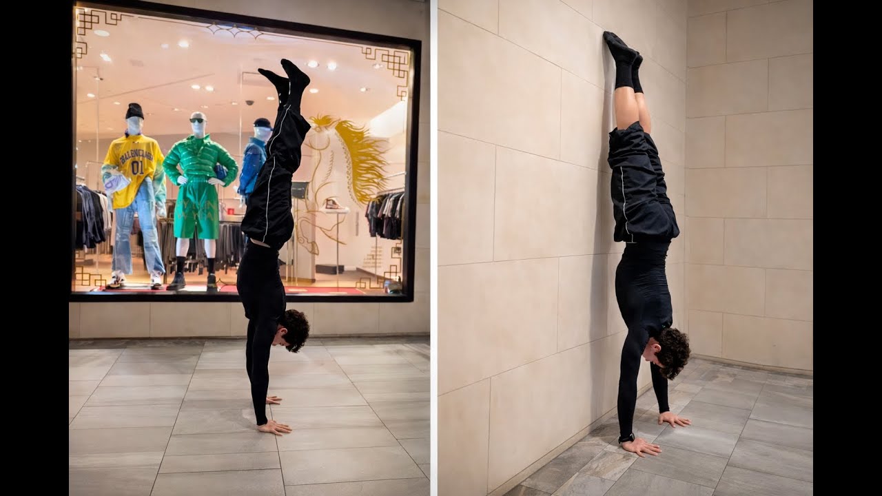 (Training in a Mall on my birthday) Calisthenics Training - Handstand Progression Day 12
