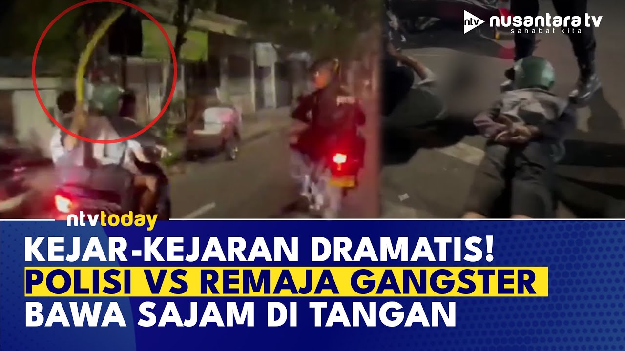 Detik-detik Polisi vs Remaja Gangster Kejar-kejaran di Surabaya, Bawa Sajam di Tangan | NTV TODAY