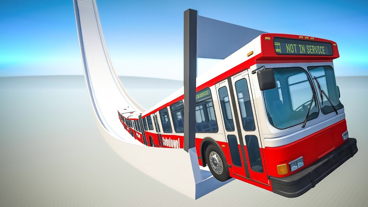 Huge Ski Ramp & Jumping High Speed Bus - Beamng drive | SpeedRoll