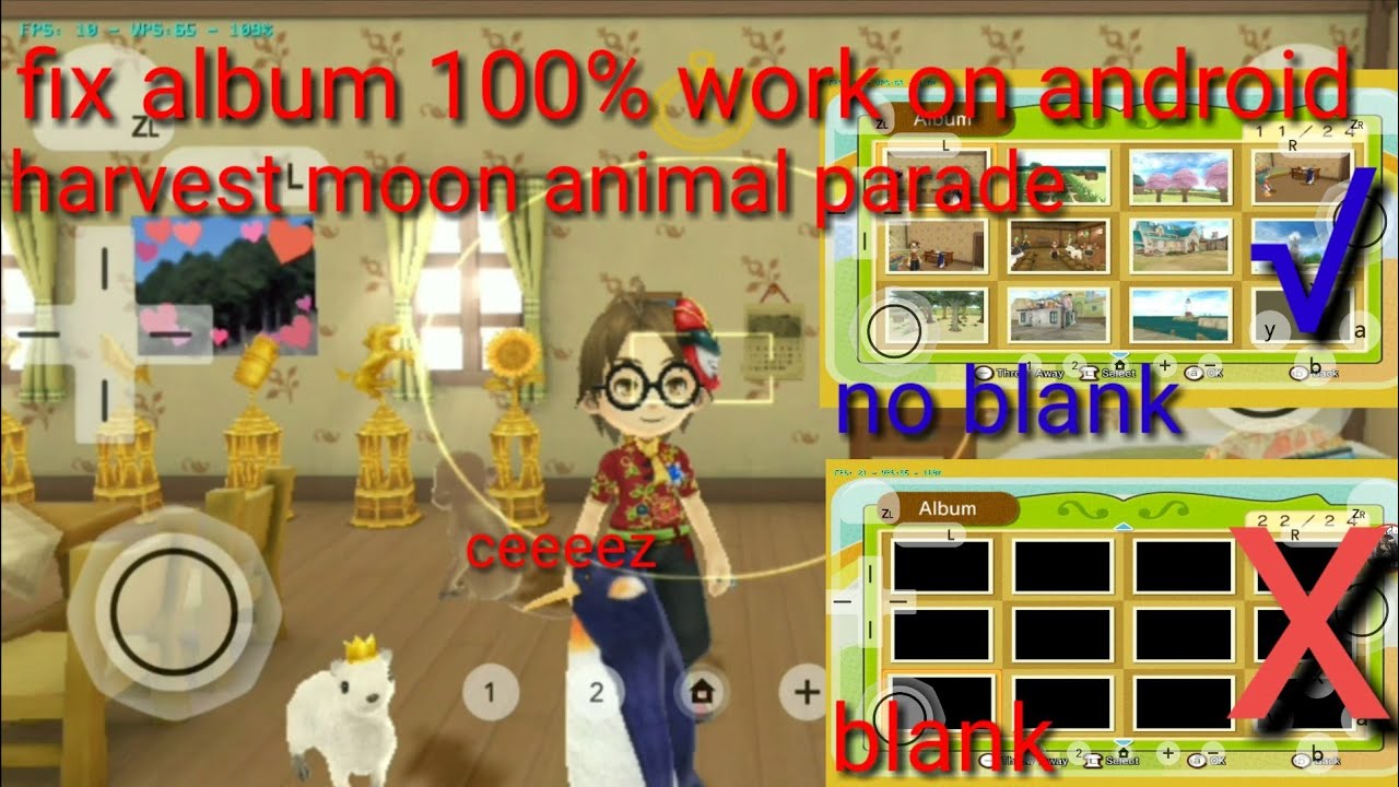 Cara atasi blank album + setting | harvest moon animal parade | hp kentang