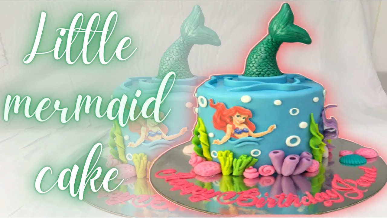 Cute little mermaid cake | little mermaid cake tutorial | Ariel | Disney&rsquo;s little mermaid cake
