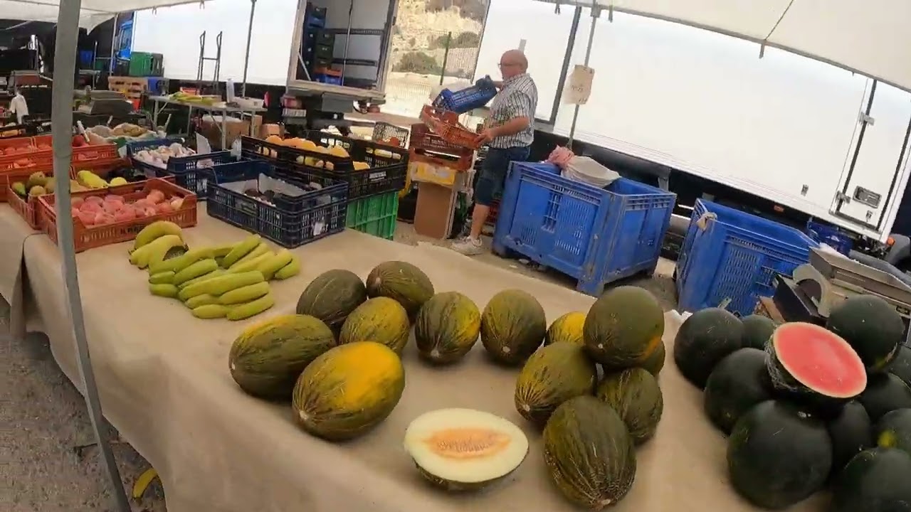 Mazarron open air Sunday Market and Bolnuevo beach