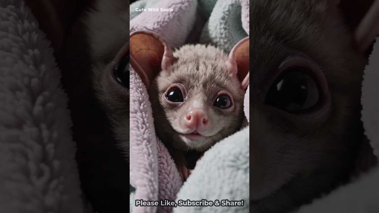 Adorable Baby Bat Wrapped in a Blanket 🦇💛 Cutest Little Face Ever!