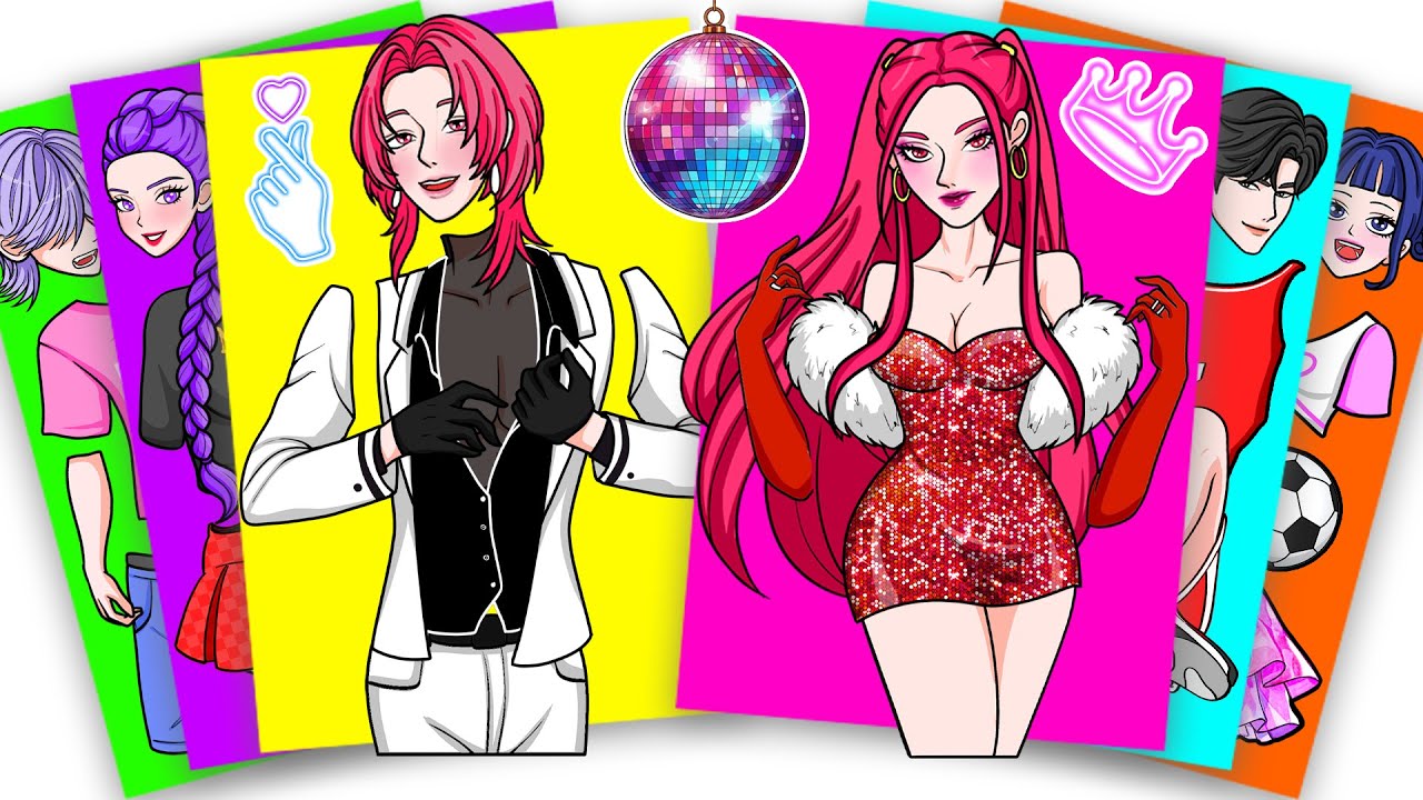 PARTY TIME of HUNTRIX MIRA and SAJA BOYS - KPOP DEMON HUNTERS | Sticker Book DIY