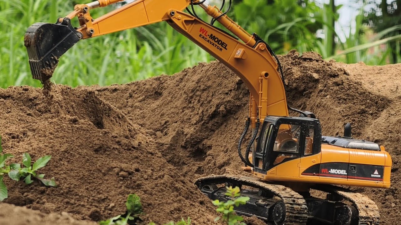 RC Excavator WL 16800 carries out earthmoving to open road access