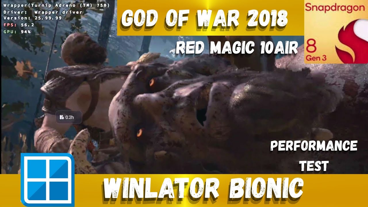 GOD OF WAR 2018 NO WINLATOR BIONIC 2.7.2 REDMAGIC 10 AIR 720P 40-60 FPS GAMEPLAY + CONFIGURAÇÕES