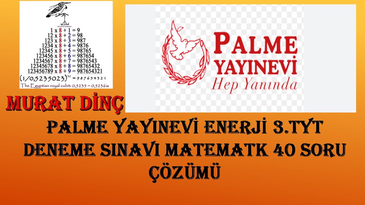 PALME YAYINEVİ ENERJİ 3.TYT DENEME SINAVI MATEMATİK 40 SORU ÇÖZÜMÜ