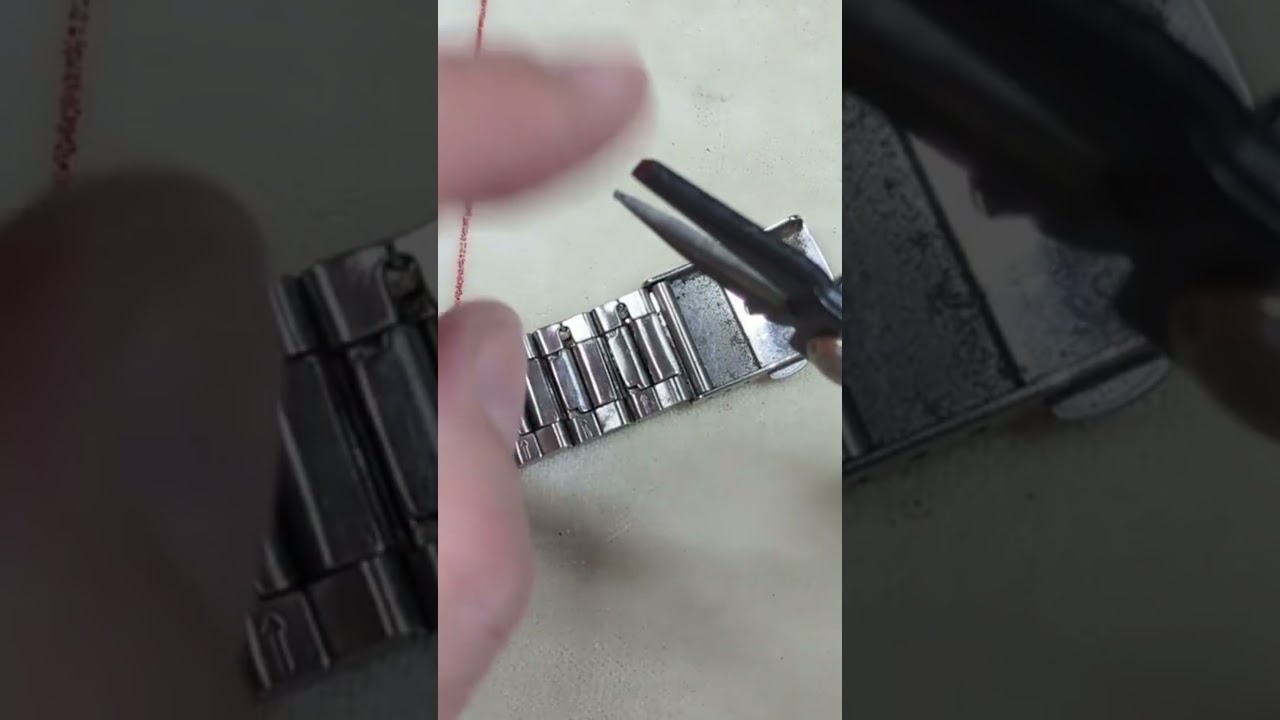 How to add and remove links on a folded metal type watch bracelet.