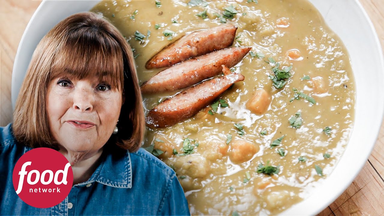 Sopa de ervilhas com torta kielbasa | Receitas da Ina: De Volta ao Básico | Food Network Brasil