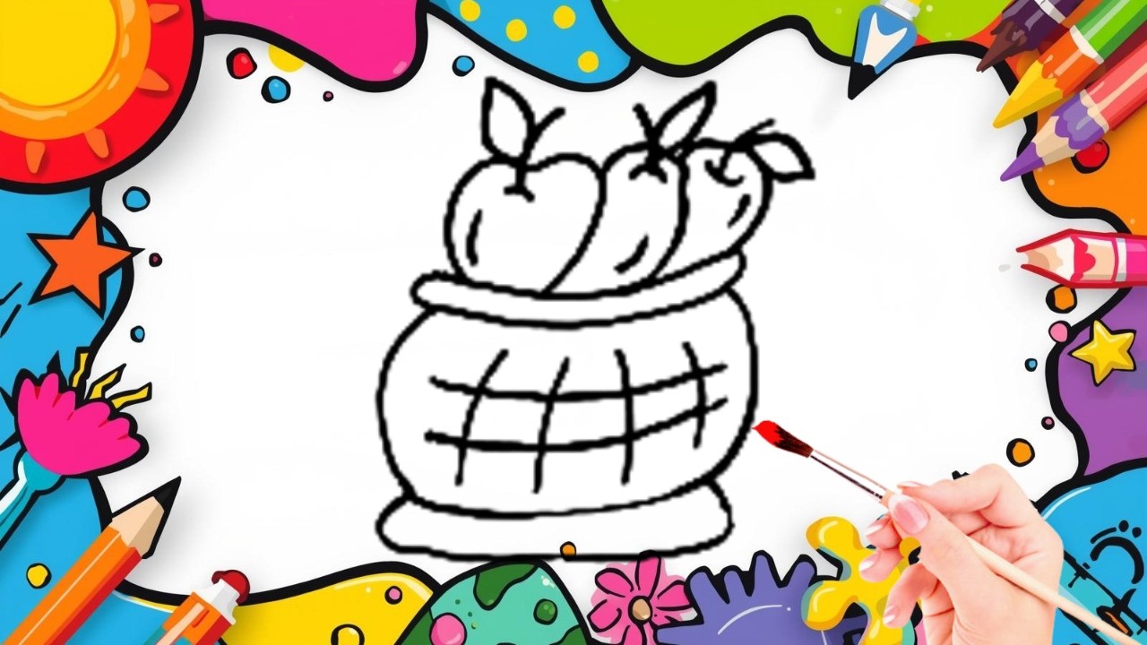 How To Draw cute Mixed fruit  Drawing, Painting & Coloring For Kids and Toddlers_🌈🎨 🐋