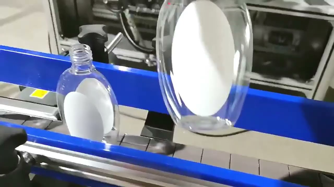 double sided sticker labeling machine lotion shampoo detergent bottles labeller