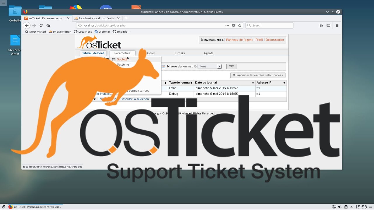 Installation d'OsTicket