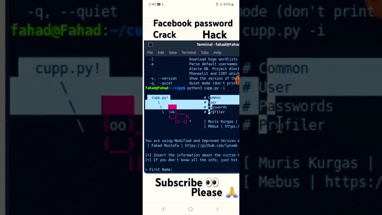 FACEBOOK ID HACK IN TERMUX ANDROID APP BRUTE FORCE ATTACK 2024 #youtubeshorts #shorts #termuxtool