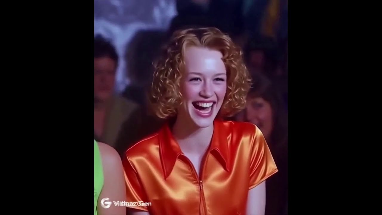 90s Orange Satin Blouse 1996. AI enhanced