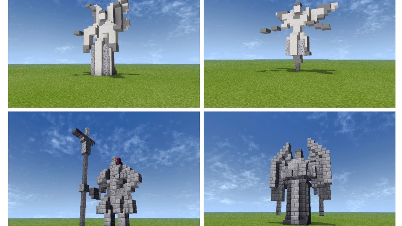 Minecraft Statues: Flying angel, Standing angel, Skirt angel, Guard of honor