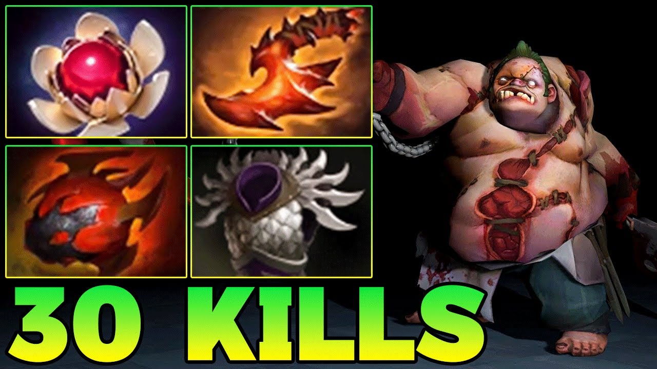 30 убийств Пуджа!! Пудж в Dota 2, керри на средней линии, мета-профи, хуки, геймплей, руководство...