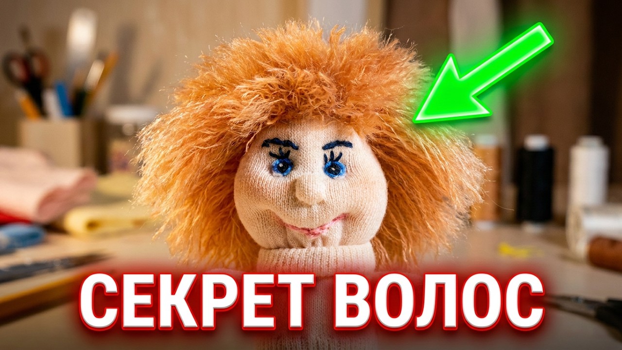 Кукла из детского носка за 5 минут | Секрет волос за 60 секунд!