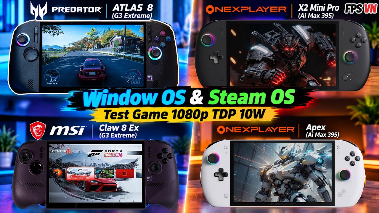 Acer PREDATOR ATLAS 8 & MSI Claw 8 Ai & OneXPlayer X2 Mini Pro Steam OS 3 9 & MSI Claw 8 Ex Vs OneXP