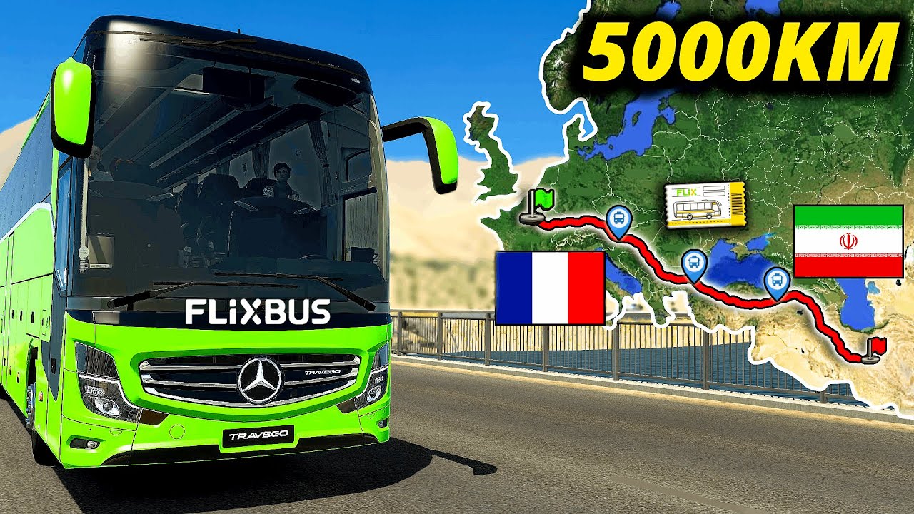 ETS2 Longest Bus Trip (Paris to Tabriz) France to Iran | Euro Truck Simulator 2
