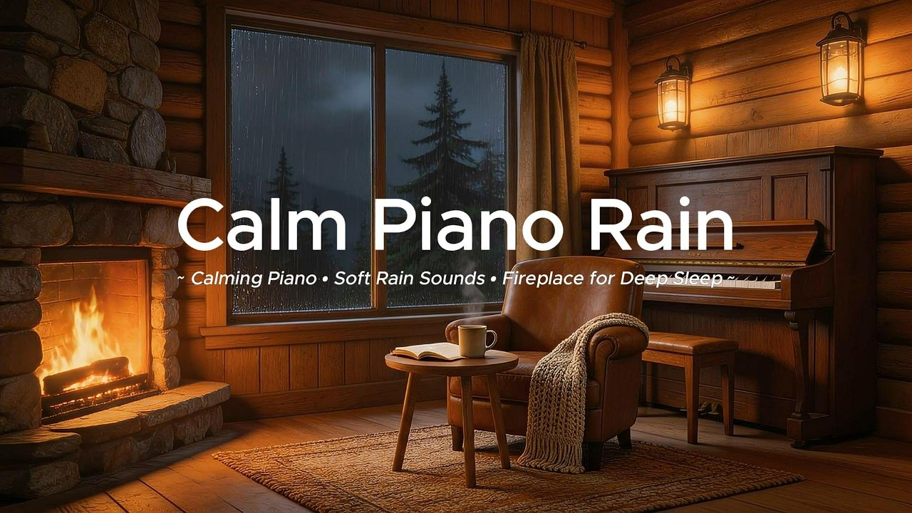 Deep Sleep Tonight 🌙 Calm Piano, Soft Rain & Fireplace Sounds for Insomnia Relief
