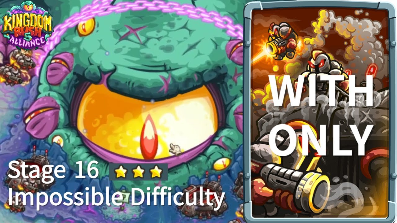 Kingdom Rush Alliance | With Only Rocket Gunners  | Stage 16 Hunger's peak Impossible Difficulty