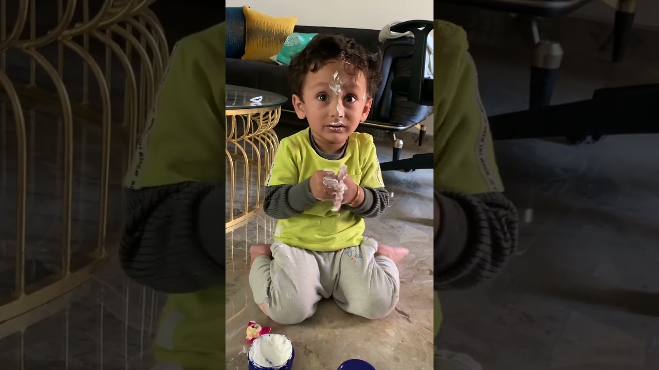Kid with body cream all over. #viral #nivea  #kids #indore #viralkid