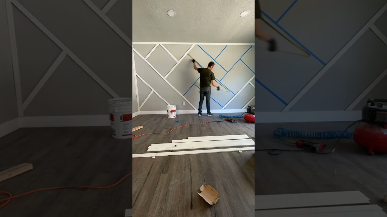 Diy Geometric Accent Wall Design #dadecor #geometric #accentwall