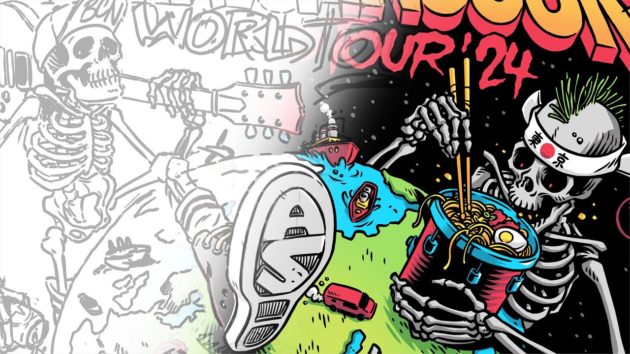 Inking a sketch in Photoshop and painting with a Wacom Cintiq time-lapse