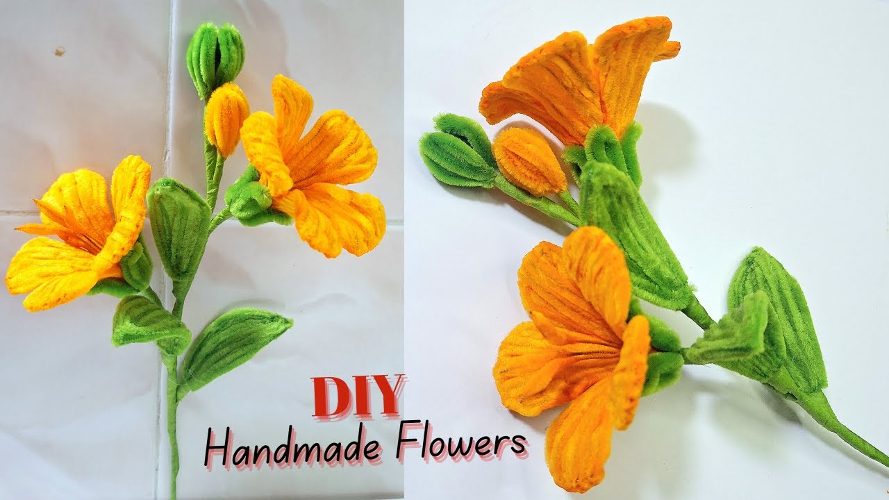 How to Make DIY Orange Pipe Cleaner Flowers - Easy Handmade Floral Craft