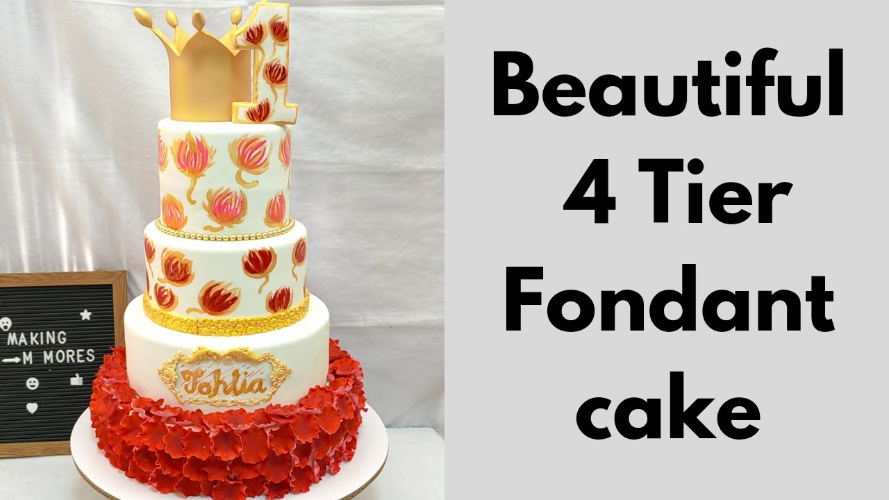How to make full fondant queen cake | 4 tier cake.