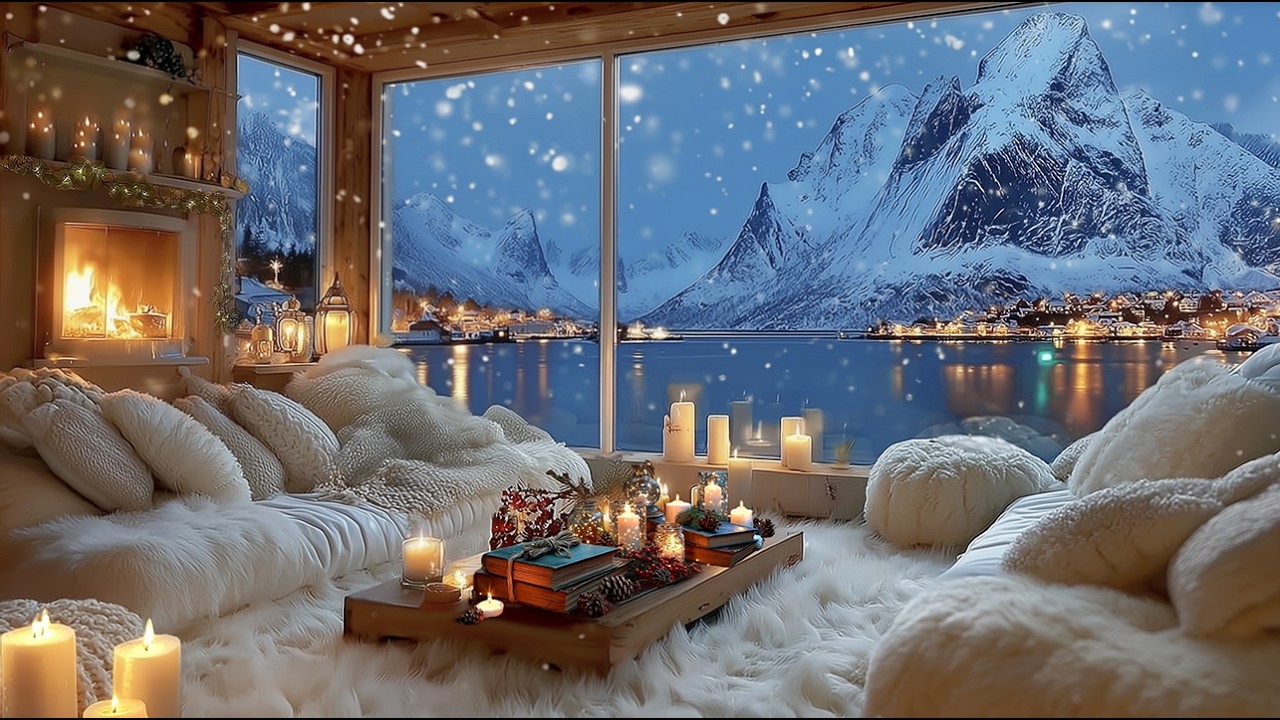 Winter Piano | Warm Winter Cabin by the Lake ❄️ Soft Piano Music