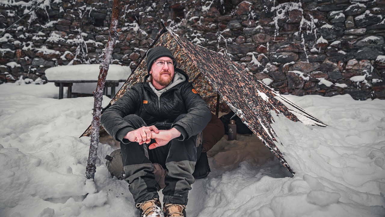 24h Winter Biwak / Tarp Shelter / -7 Grad / Defence 6