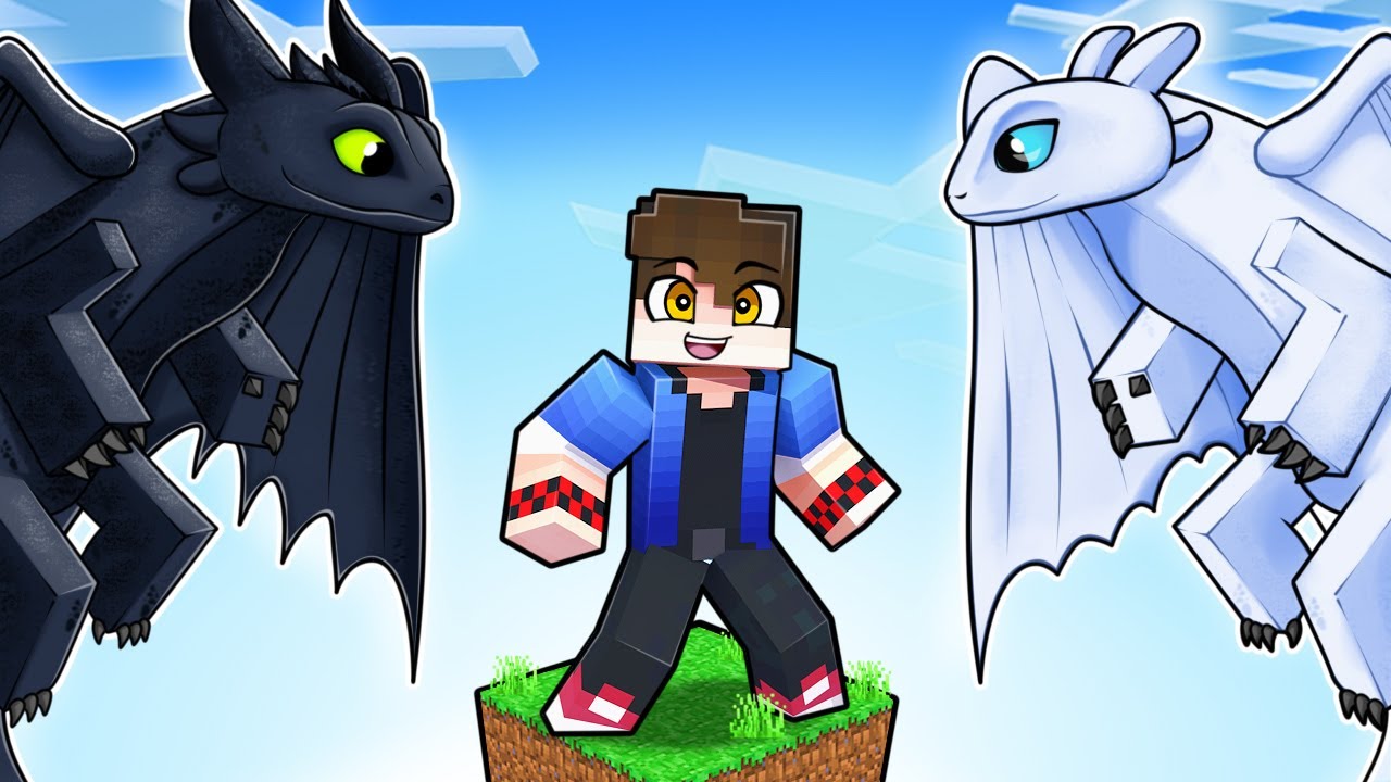 JOGANDO com FÚRIA da NOITE e FÚRIA da LUZ em APENAS UM BLOCO no MINECRAFT COMO TREINAR seu DRAGÃO