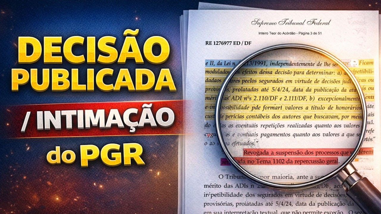 PUBLICADO O ACÓRDÃO (DECISÃO) DA REVISÃO DA VIDA TODA DO INSS (TEMA 1102 DO STF)