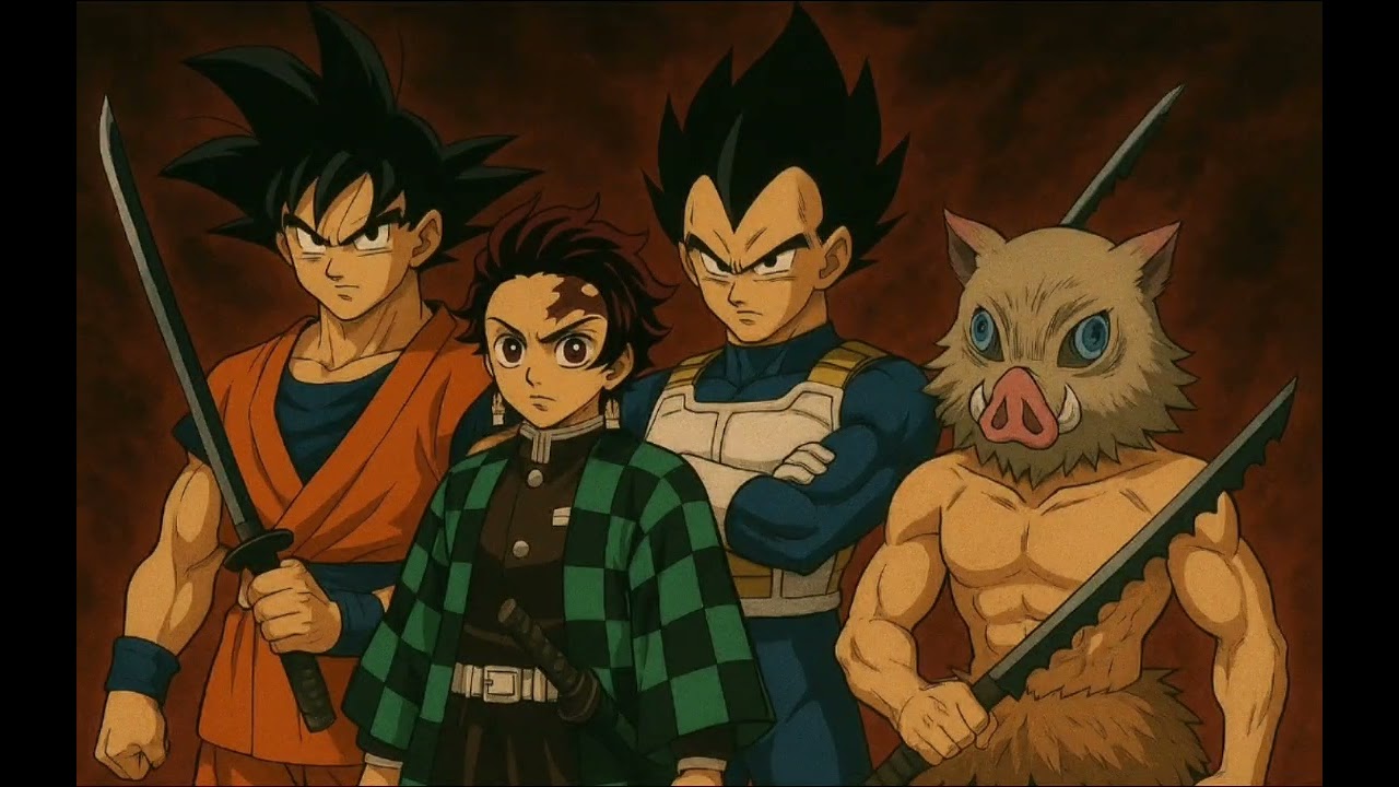 Goku y Vegueta en Kimetsu no Yaiba