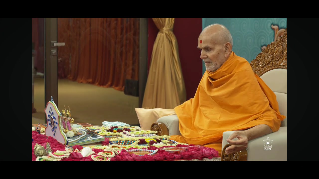 Mahant Swami Maharaj Morning Puja Darshan, Atladara, India, 16 Feb 2026 #bapslive #viral #video  