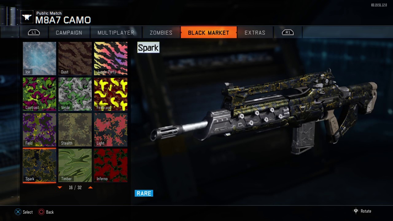 BO3 all black market camos on the M8A7