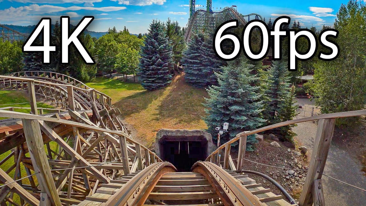 Tremors front seat on-ride 4K POV @60fps Silverwood Theme Park