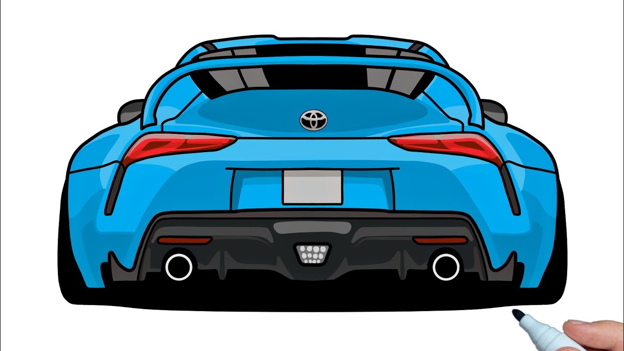 How to draw a TOYOTA SUPRA A90 2019 Rear View step by step