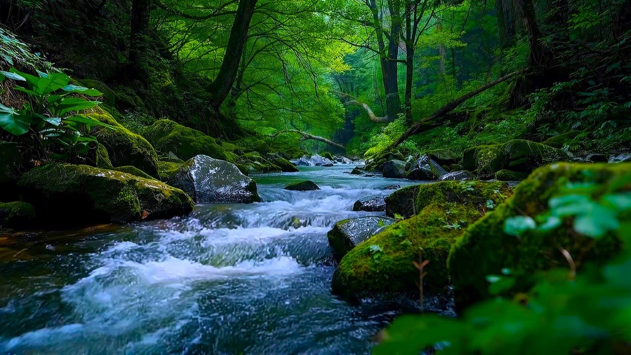 Peaceful Forest River for Deep Sleep 🌿 Relaxing Water Sounds & Birds for Stress Relief All Night