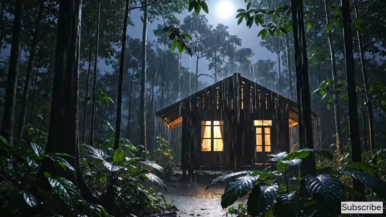 No Ads Heavy Night Rain — Tin Roof ASMR Sounds for Sleep & Stress Relief