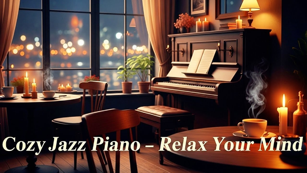 4K Candlelight Coffee Shop 🕯️🎹 Relaxing Jazz Piano Music for Study, Work & Romantic Evenings