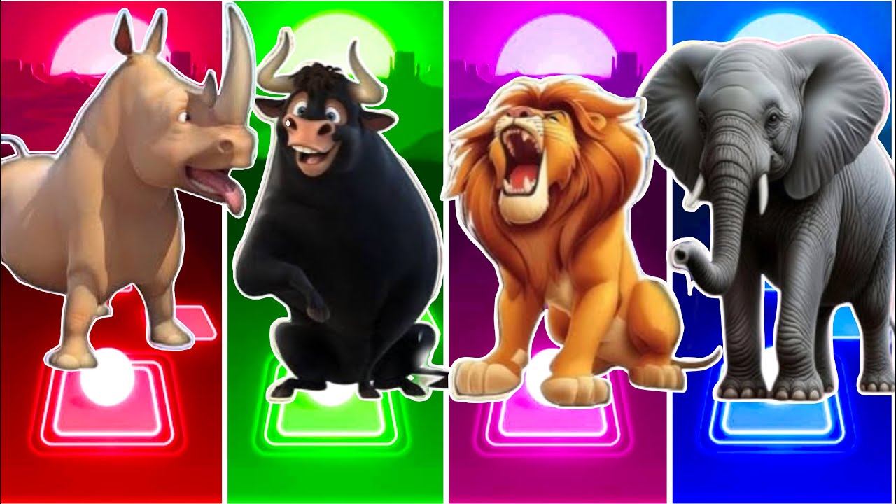 🐄 Funny Cow 🆚 Funny Ferdinand 🐃 🆚 Funny Lion 🦁 🆚 Funny 🐘|Coffin Dance Tiles Hop 🪩🎊🌈🔥