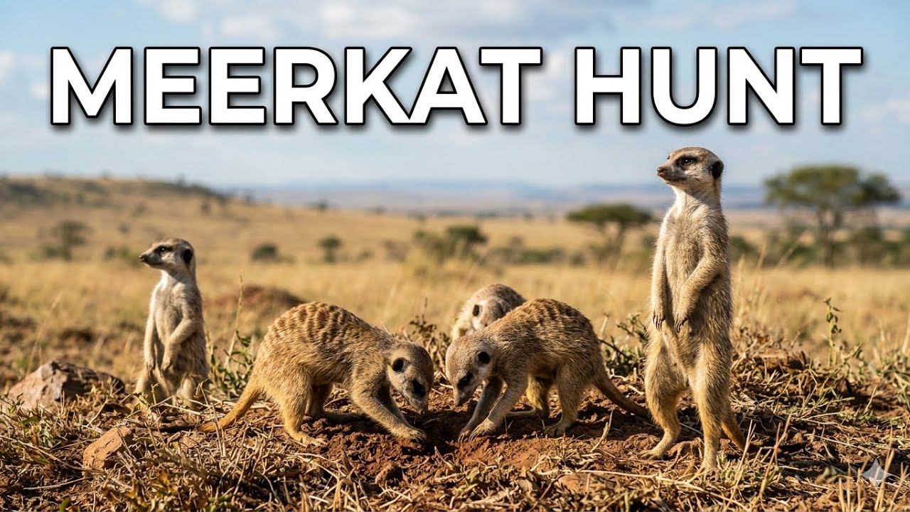 Active meerkats on the hunt for food.