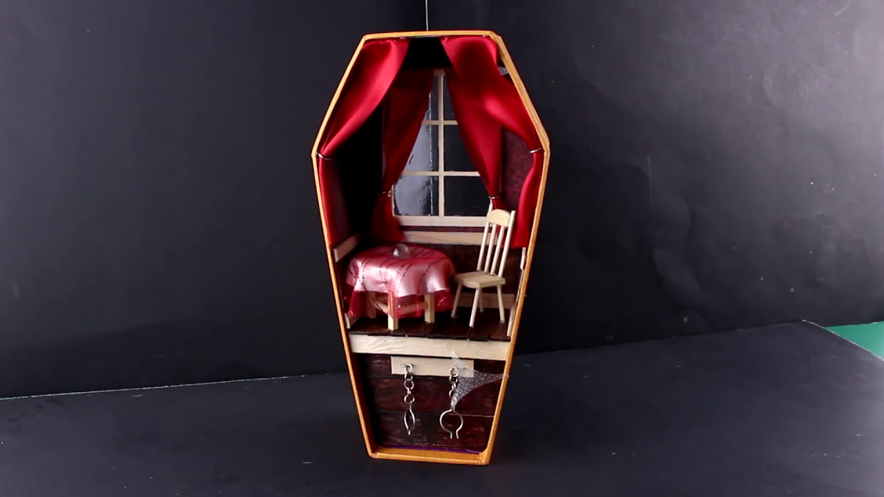 DIY Miniture Model House "Haunted Coffin" for Haloween OOAK